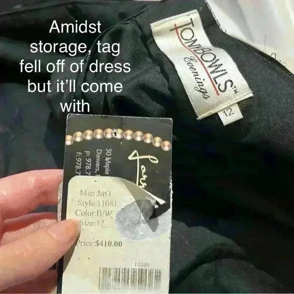 NWT Tony Bowls Dress B&W Iridescent Beaded Sequin Formal Pageant Prom Event 12 - Picture 16 of 16